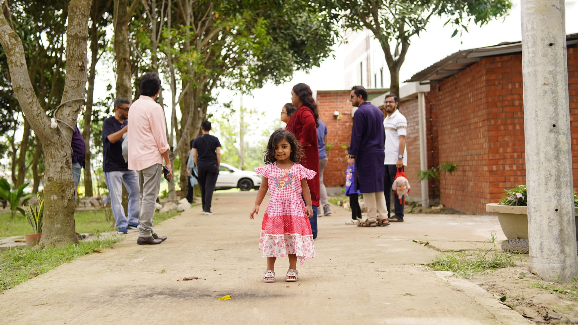 A child on the garden path