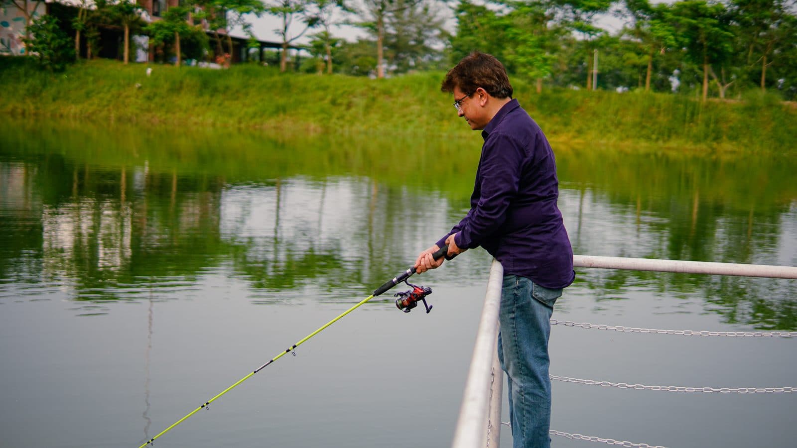 Fishing by the pond