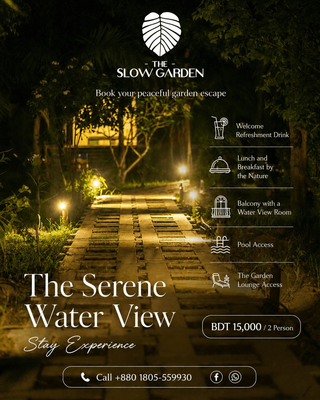 The Serene Water View Stay flyer